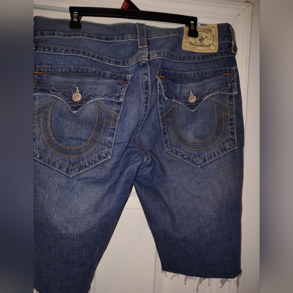 True Religion Distressed Blue Jean Shorts